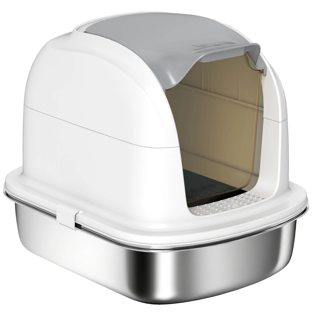 Casetta per Gatti con Coperchio in Acciaio Inossidabile ¨C zephmum ¨C 52x41x42 cm Bianco