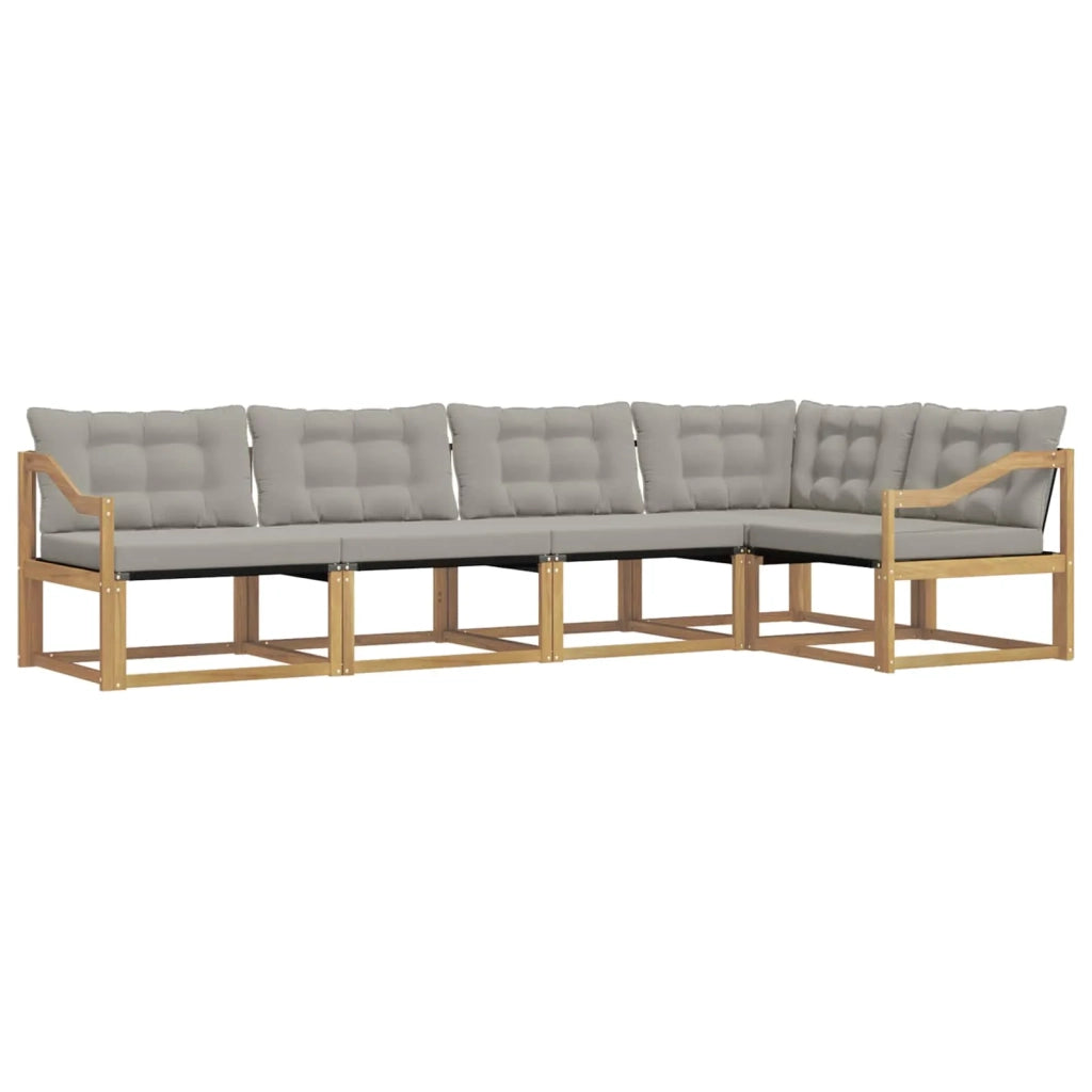Set di divani da esterno 5 pcs Bianco e Grigio Chiaro