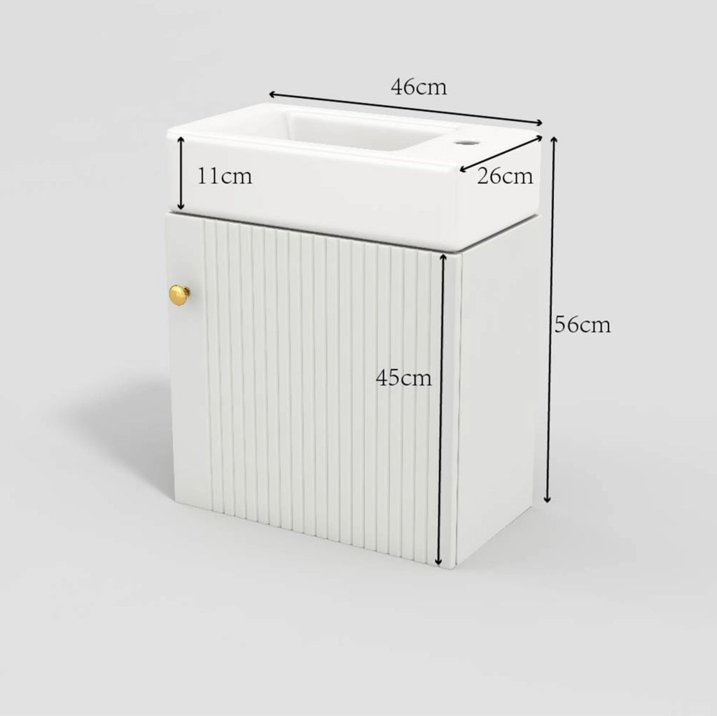 Mobile bagno con lavabo in ceramica 62 cm, MDF, bianco