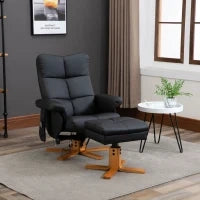Poltrona Massaggiante Reclinabile a 145° con Pouf Poggiapiedi, 80x86x99cm, Nero