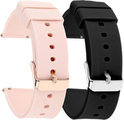 Cinturini orologio in silicone 2 pezzi - facile da togliere - cinturini orologio idroresistente morbidi - nero o argento - chiusura in acciaio inossidabile - cinturini orologio da sport - acquistare.