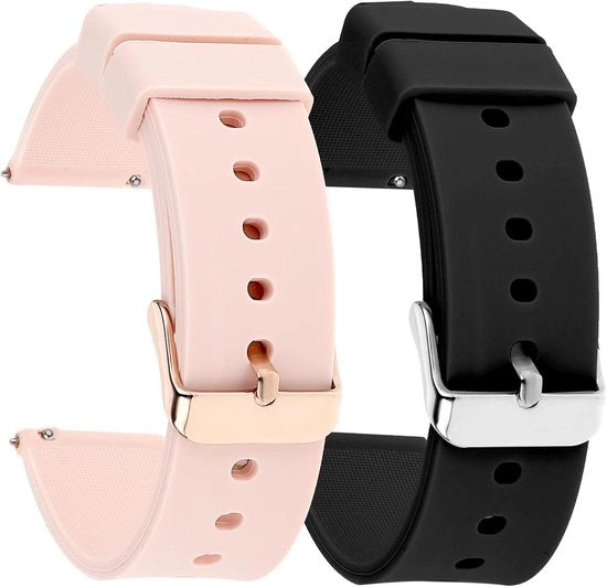Cinturini orologio in silicone 2 pezzi - facile da togliere - cinturini orologio idroresistente morbidi - nero o argento - chiusura in acciaio inossidabile - cinturini orologio da sport - acquistare.