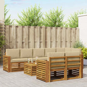 Set divani 9 pcs Naturale e Beige Legno di Acacia Massello 3375058