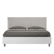 Letto matrimoniale senza rete 160x200 bianco frassino cuscini similpelle tortora Egos Annalisa