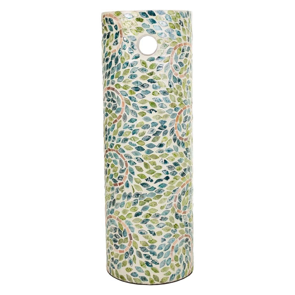 Paragüero de capiz verde estampado D20x56h cm