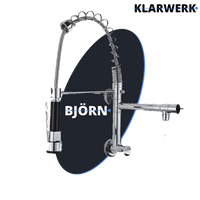 Björn |Gastronomia rubinetto acqua fredda monoforo a parete cromo|rubinetto cucina professionale acciaio inox due docce|lavello doppio ristorante