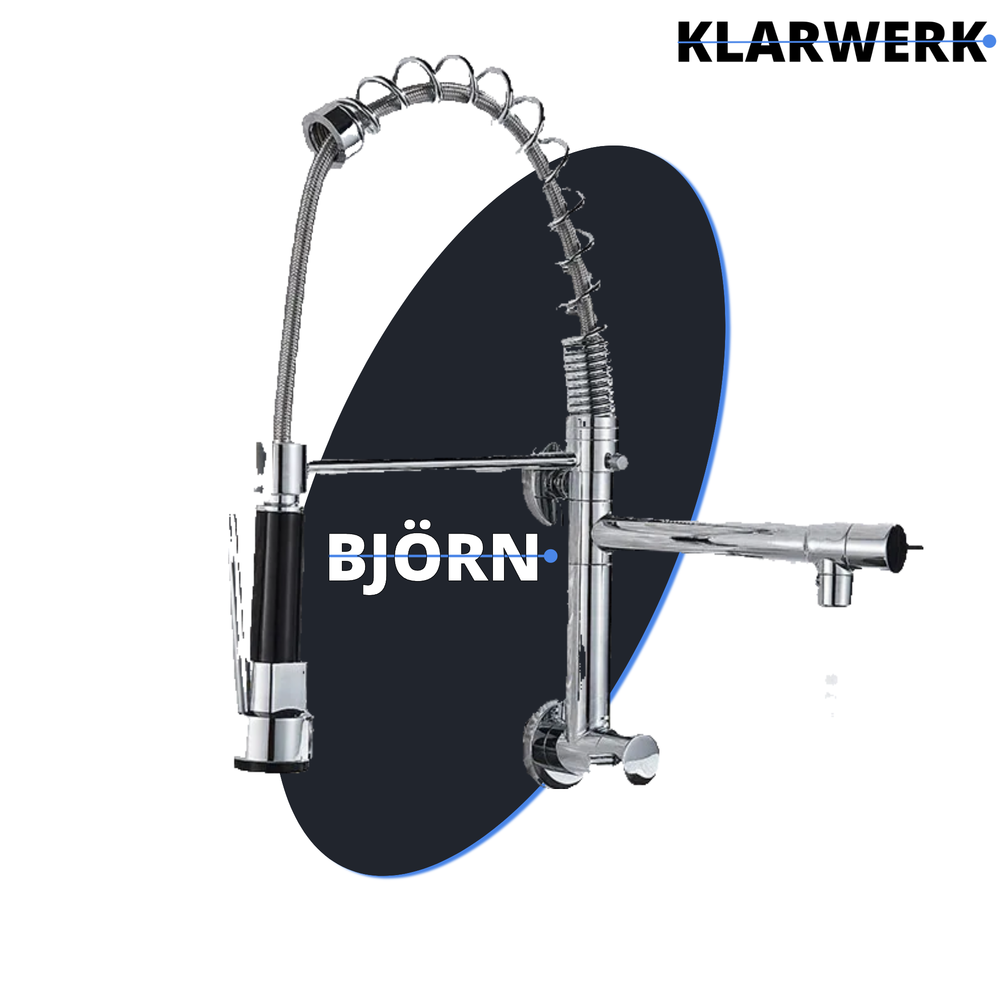 Björn |Gastronomia rubinetto acqua fredda monoforo a parete cromo|rubinetto cucina professionale acciaio inox due docce|lavello doppio ristorante