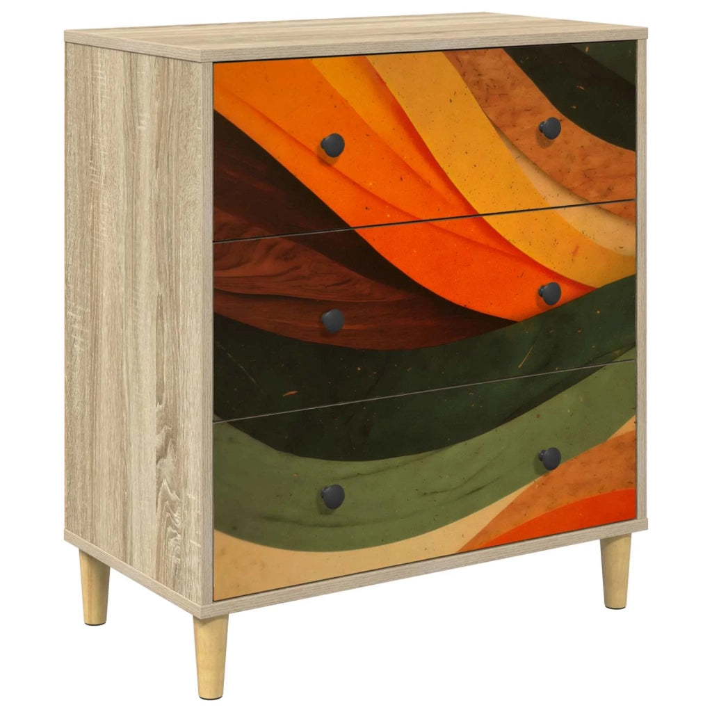 Cassettiera BONN Stampa retro wave 66 x 36,5 x 75 cm Sonoma 8007361