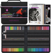 Set di Pastelli a Olio 128 Pezzi - 120 Pastelli a Olio Soft - Blender/Burnisher - Smerigliatore/Gomma - Libretto di Colori/Quaderno di Disegno - Etui Duraturo - Materiale per Disegno