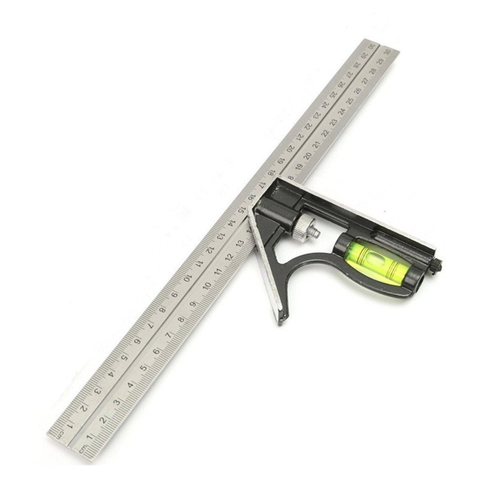 Trade Shop - Squadra Combinata Con Livella Metrica A Bolla In Alluminio Angolo 45°90° 300m -
