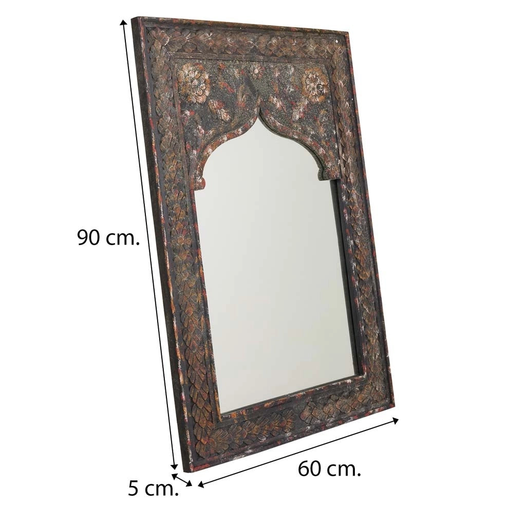 Specchio in legno marrone artigianale 60x90x0,5h cm