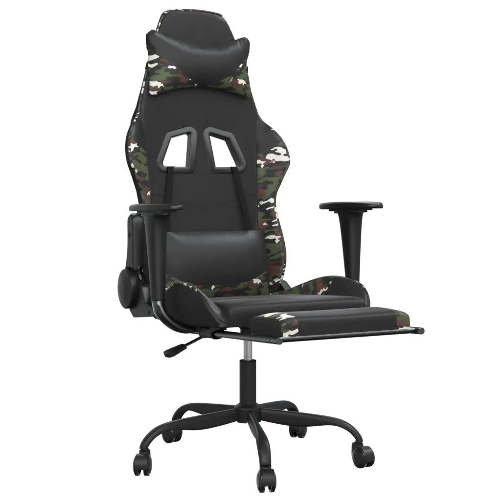Sedia da Gaming | Sedia da e-sports con Poggiapiedi Nero e Mimetico in Similpelle