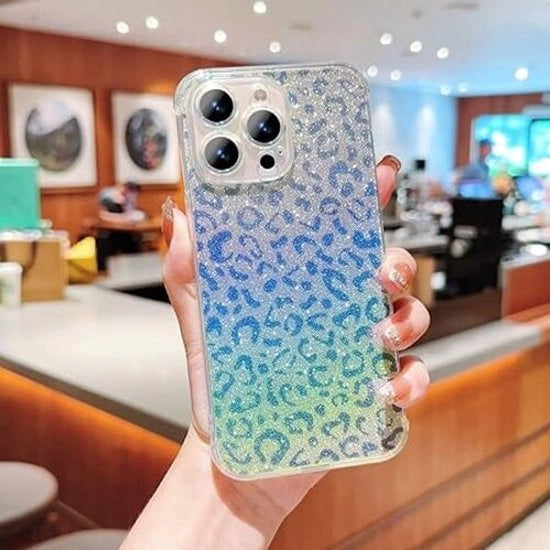 Copertura per iPhone 15 Pro Max con design luipaard, Bumper antislittamento sottile con assorbimento shock, protezione per telefono con design femminile blu
