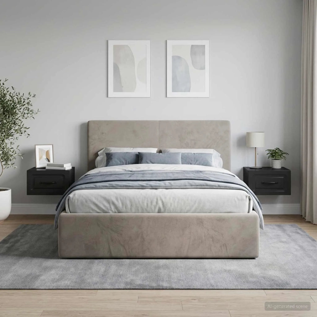 Mobiletto da notte a muro 2 pcs Nero 34,5 x 33 x 20 cm 899278