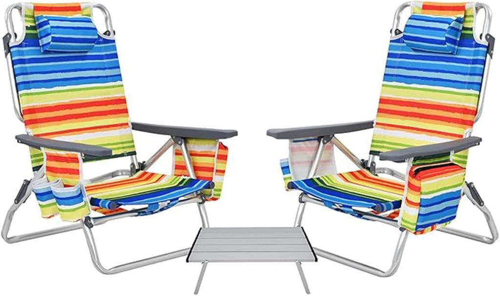 Sedia pieghevole per spiaggia, giardino, campeggio, sdraio con schienale regolabile e poggiatesta