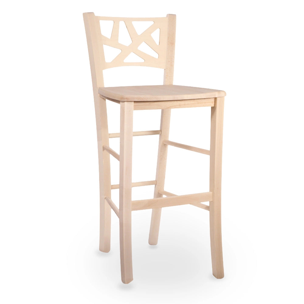 Sgabello alto bar sissy in legno grezzo da dipingere h 73 con seduta massello