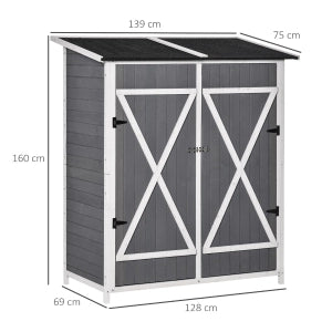 CASSETTA DA GIARDINO 139x75x160 cm Legno Grigio con tavolo da giardino