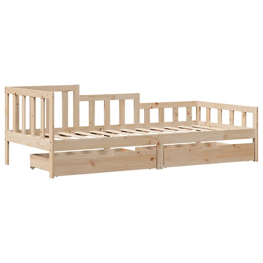 Dormeuse con Cassetti 80x200 cm in Legno Massello di Pino 3302098