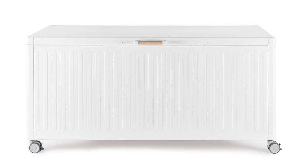 Baule Contenitore da Esterno 164,8x72x70h cm Apertura Facile e Ruote in Alluminio Ocean M Bianco