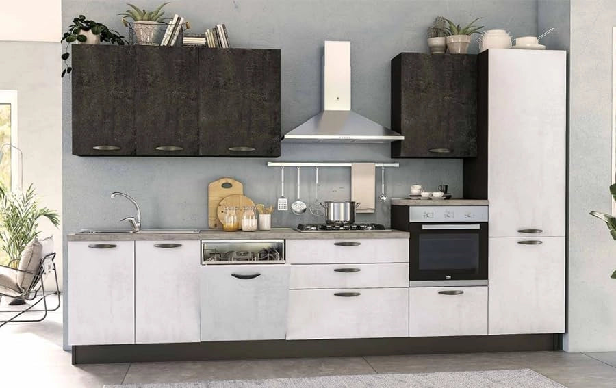 My Brand Cucina Alfa cm 360 Bianco Cemento/Ardesia