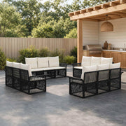 Set Divano da Giardino 12 pz Nero polyrattan 3434779