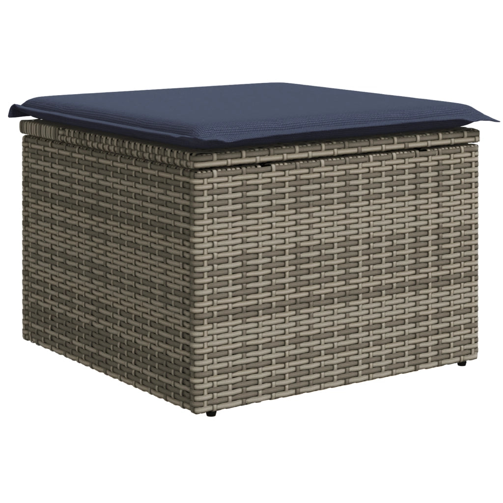 Sgabello Giardino con Cuscino Grigio 55x55x37 cm in Polyrattan 366154