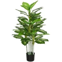 Pianta Artificiale Decorativa Alta 120 cm con Vaso Nero per Interni ed Esterni