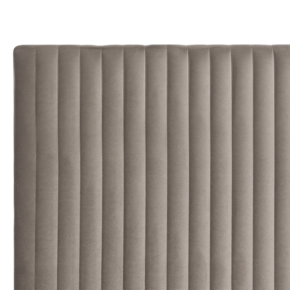 Letto matrimoniale in velluto tortora con contenitore 160 x 200 cm stile glamour