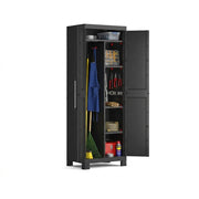 Armadio da esterno Terrebonne, Mobile outdoor, Mobiletto giardino multiuso, Contenitore per balcone o garage, Made in Italy, 65x45 h182 cm, Nero