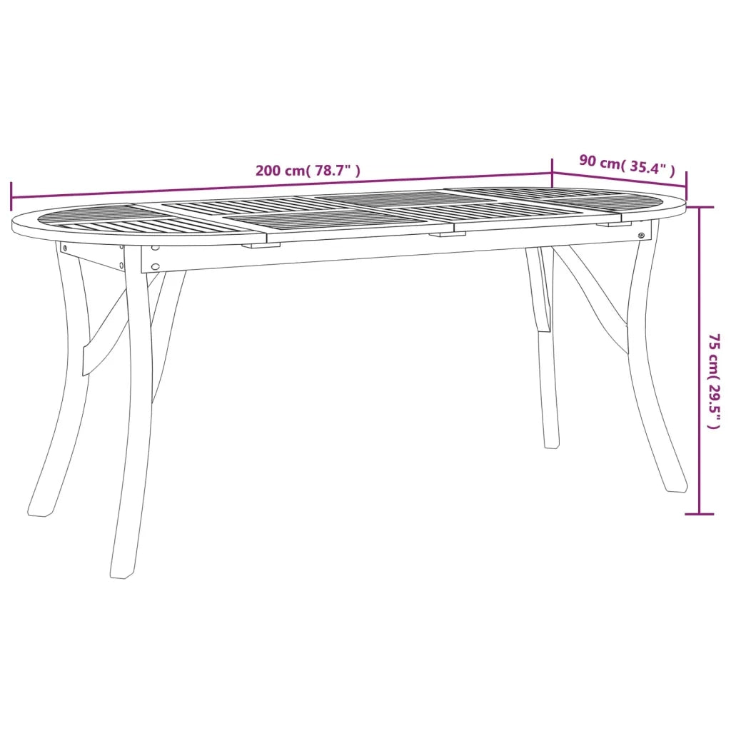Tavolo da Giardino 200x90x75 cm Legno Massello di Acacia 363307