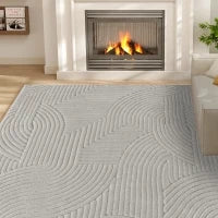Tappeto in Stile Moderno, con Base Antiscivolo, Tessuto a Macchina, 230x160 cm, Grigio
