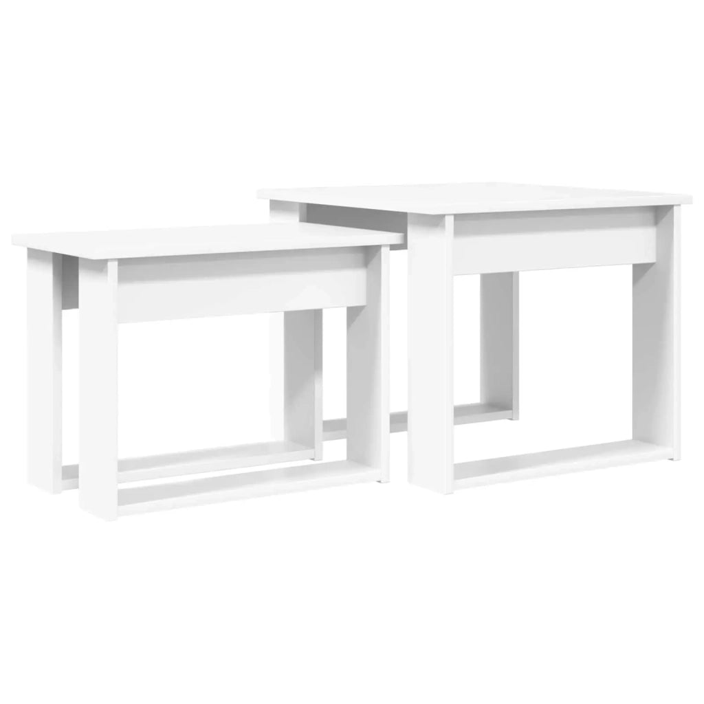 Set di 2 pz Tavolini da salotto | Tavolino da caff¨¨ | Tavolino da Soggiorno Bianco Legno multistrato