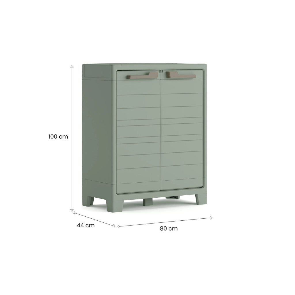 Armadio da esterno Quesnel, Mobile outdoor, Mobiletto giardino multiuso, Made in Italy, 80x44 h100 cm, Grigio e Verde