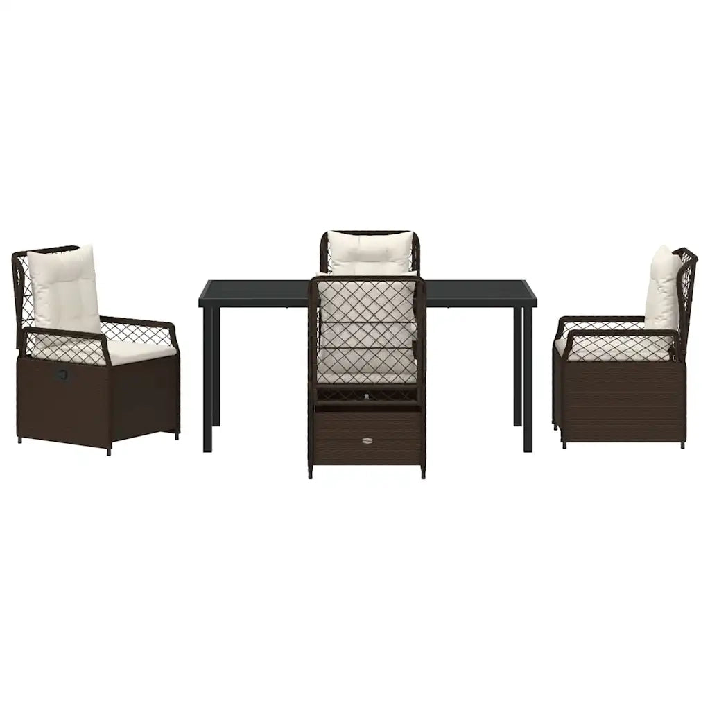 Set da Pranzo per Giardino 5 pcs Marrone polyrattan 3380991