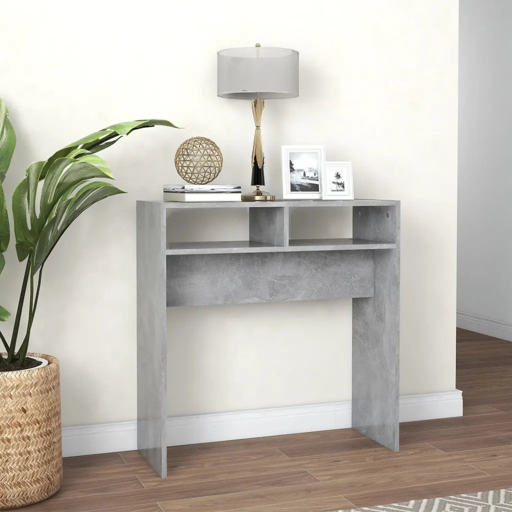 Tavolino Consolle Grigio Cemento 78x30x80cm Legno Multistrato 808300