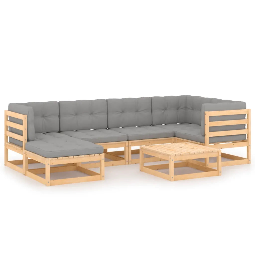 Set Divani da Giardino 7 pz con Cuscini Legno Massello di Pino cod mxl 52500
