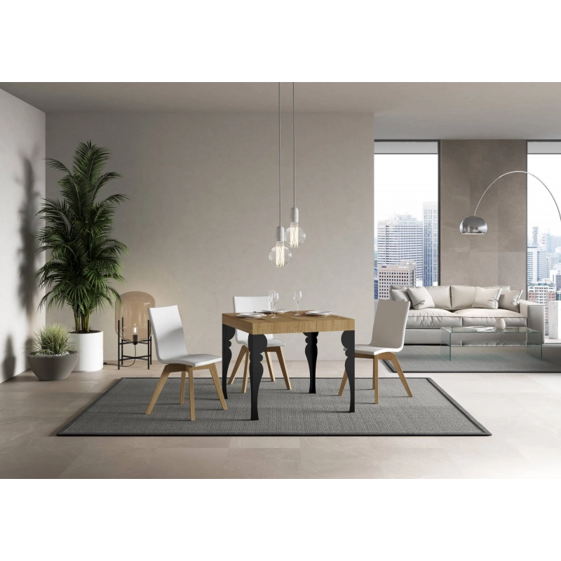 Tavolo allungabile 90x90/246 cm Paxon Premium telaio Antracite - Quercia Natura