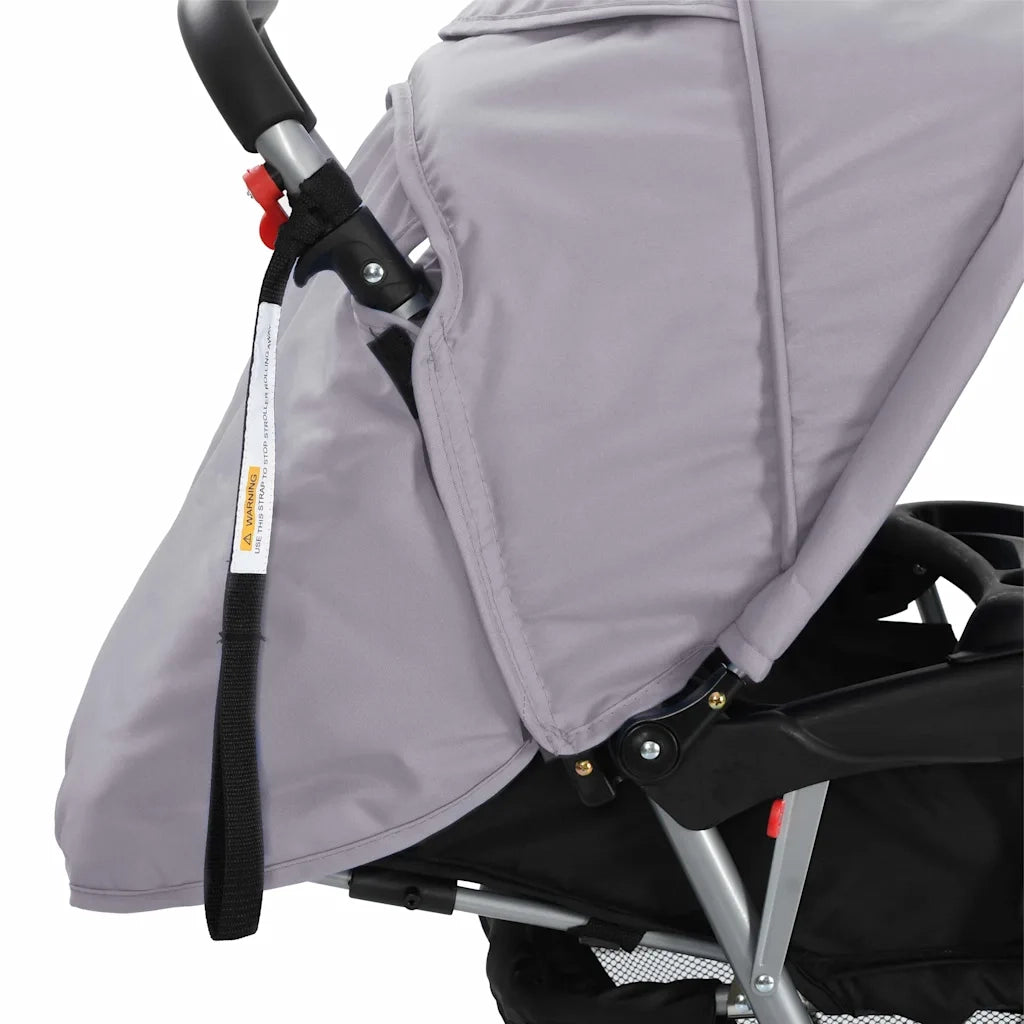 Passeggino Gemellare a Tandem in Acciaio Grigio e Nero 10113