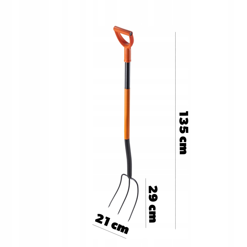Forca da giardino KADAX a 3 punte in metallo, ergonomica, per fieno e compost, 132 cm