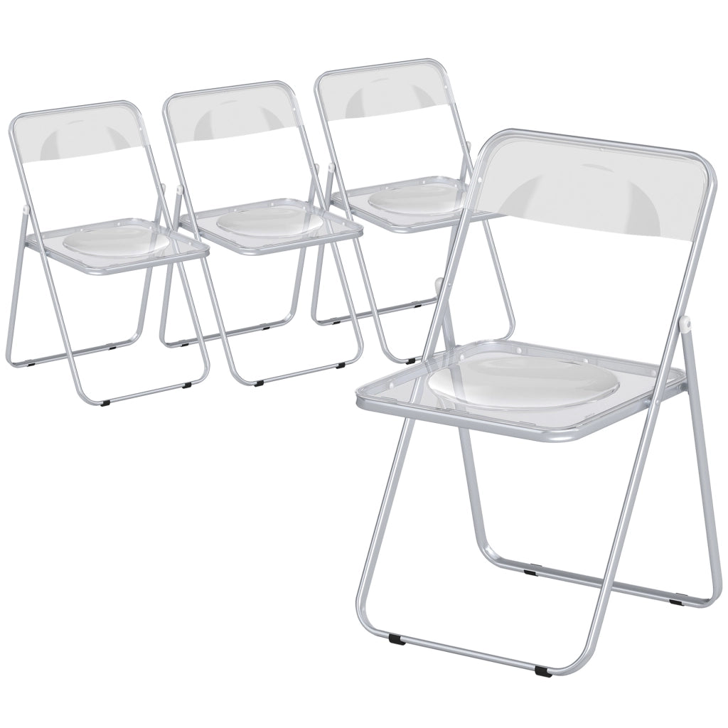 Set 4 Sedie Pieghevoli Salvaspazio ¨C zephmum ¨C Acciaio e Acrilico Trasparente