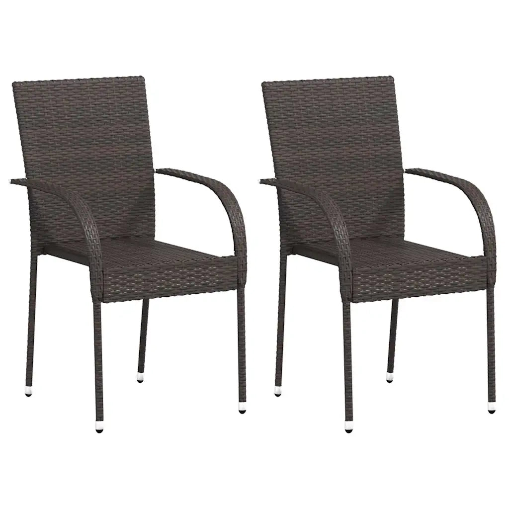 Sedie da Esterno Impilabili 2 pz in Polyrattan Marrone 44237