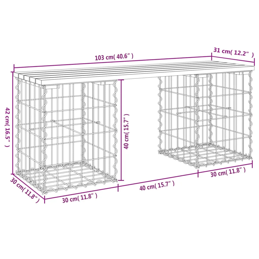 Panca da Giardino Design Gabbione 103x31x42 cm Pino Impregnato 834331
