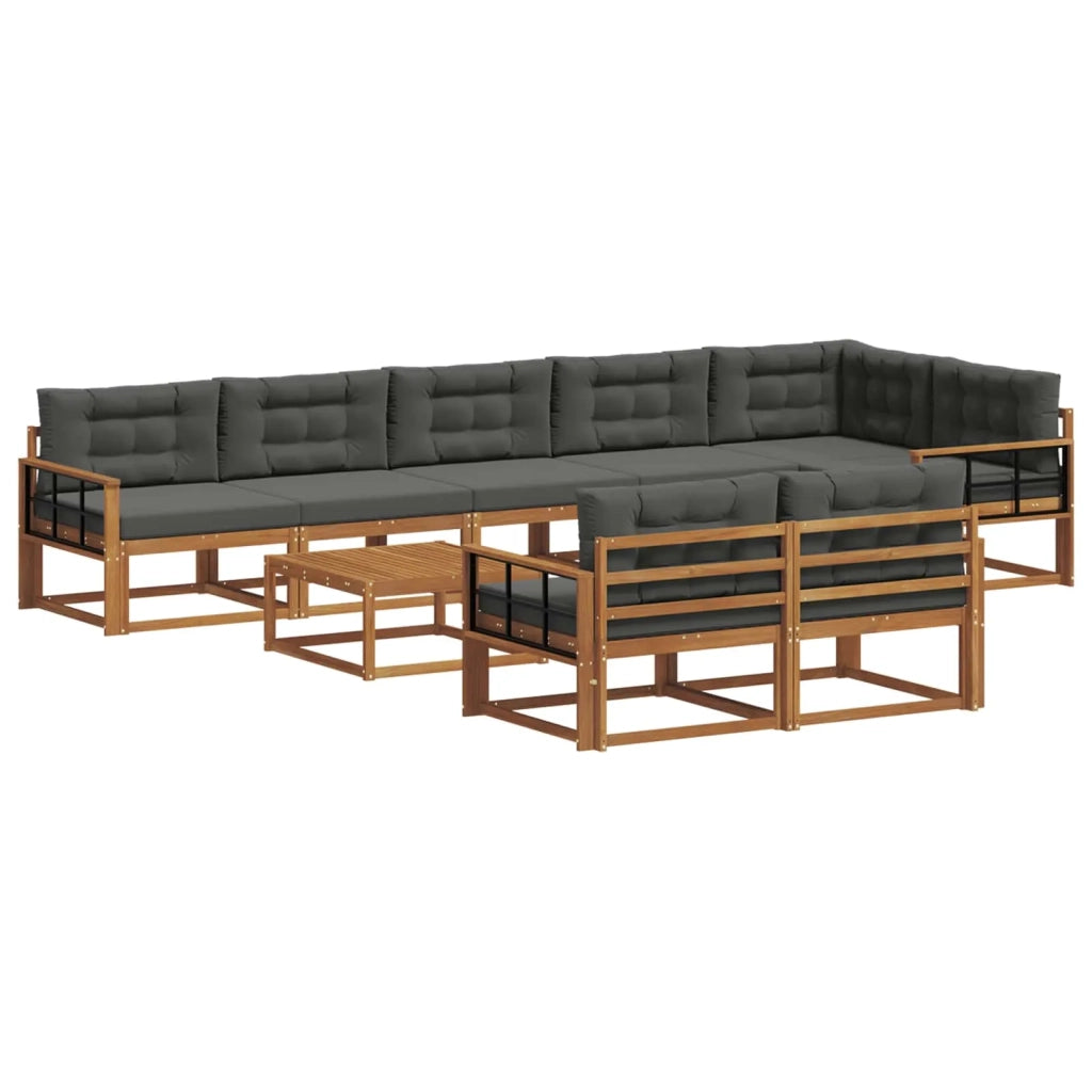 Set di divani da esterno con cuscino 9 pcs Naturale e Antracite 3367800