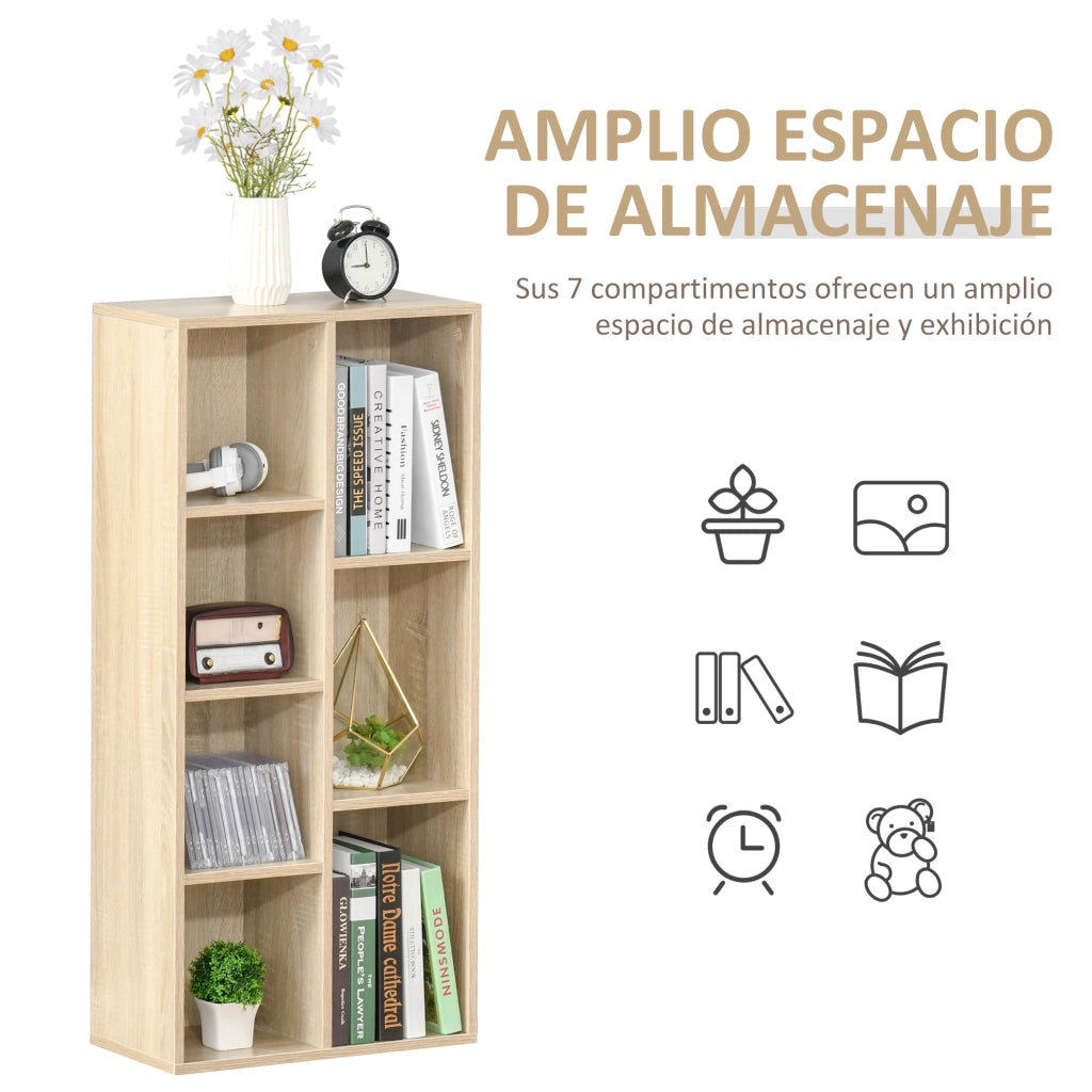 Libreria in Legno con 7 Ripiani ¨C Zephmum ¨C Roble 50x24x106 cm