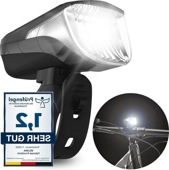 Lanterna per bicicletta StVZO approvata - illuminazione eccezionalmente intensa - durata della batteria 85 ore - resistente alla pioggia - ricaricabile - lanterna da sella