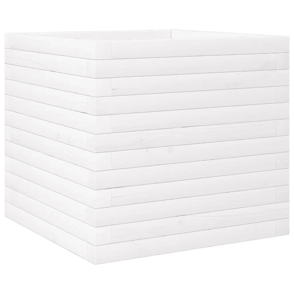 Fioriera da Giardino Bianca 50x50x46 cm Legno Massello di Pino