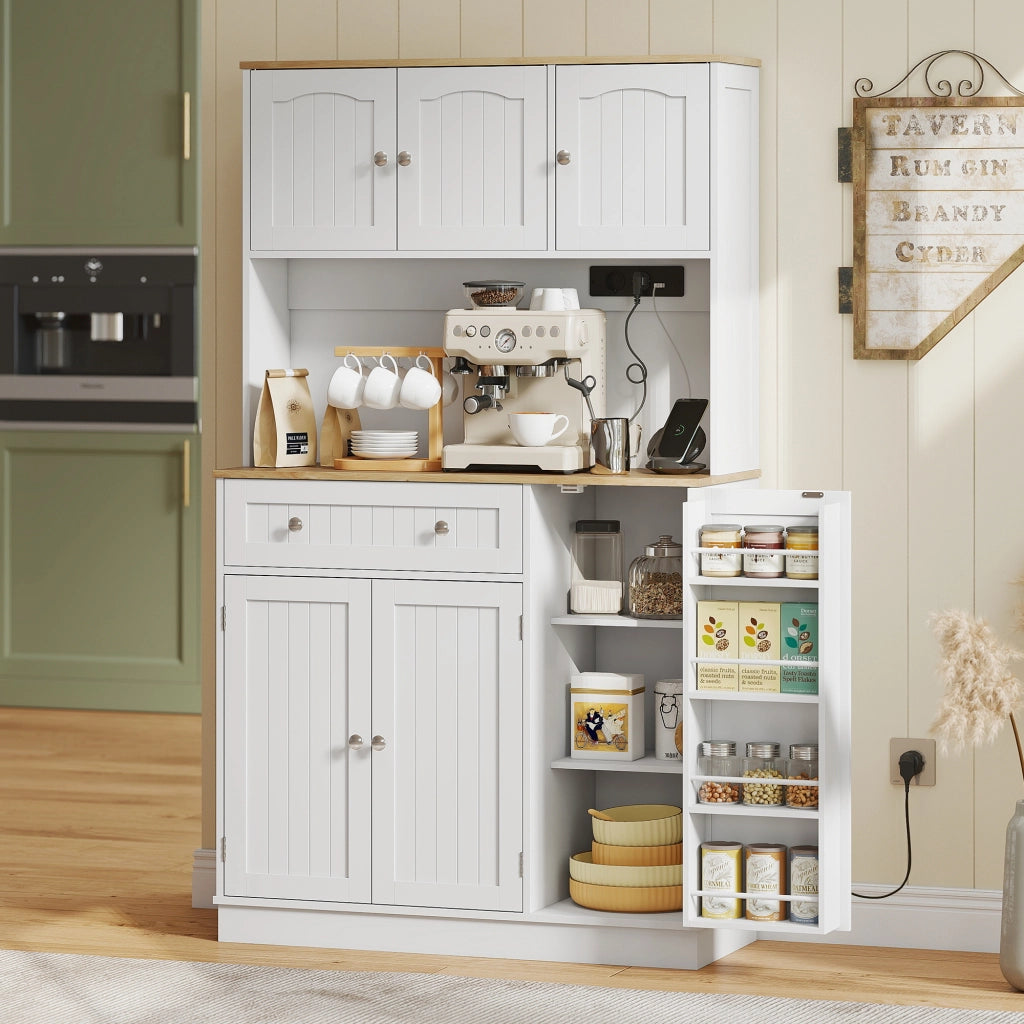 Mobile cucina alto con ricarica ¨C Xylo ¨C 6 ante, piano lavoro, portaspezie, 100x40x173cm, bianco