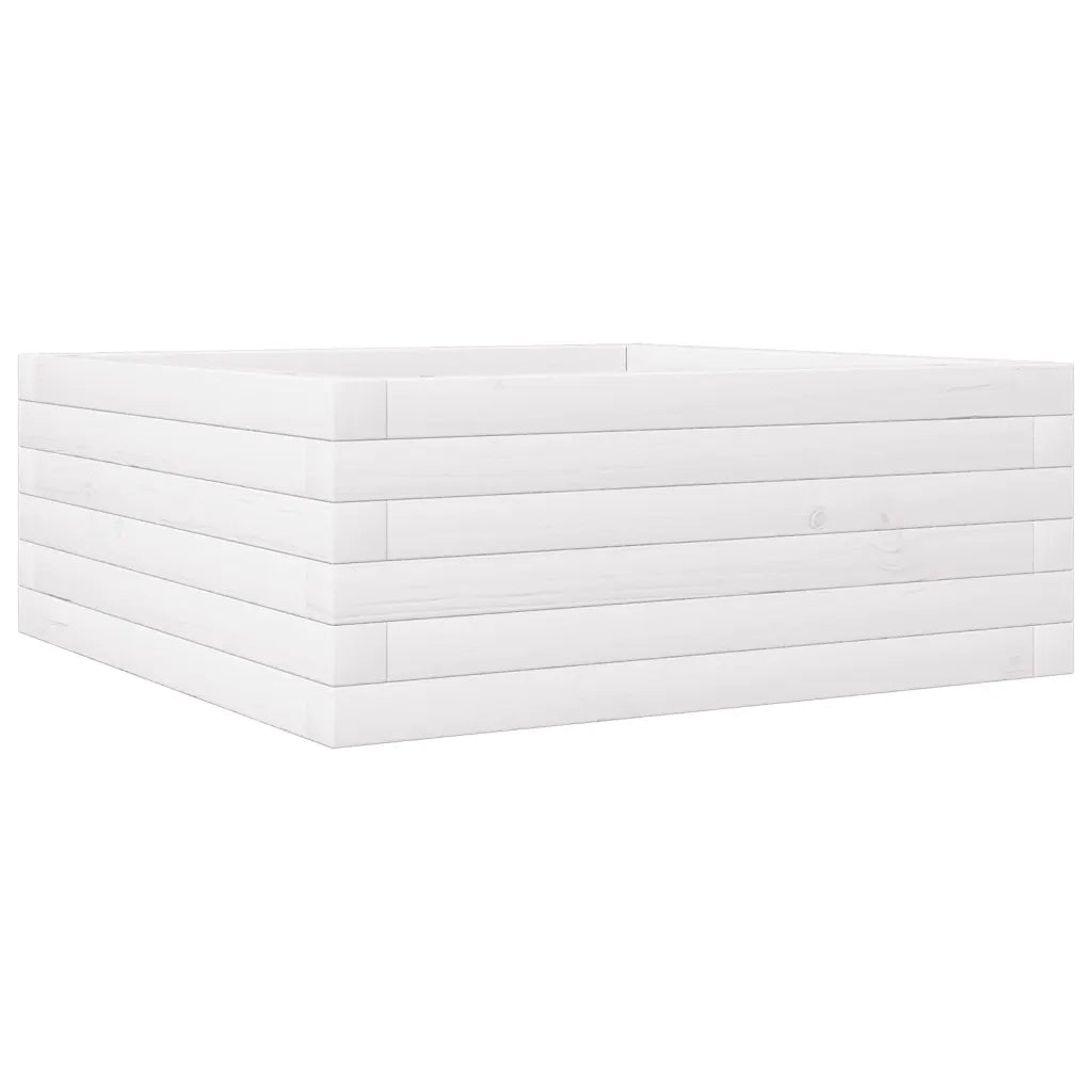 Fioriera da Giardino Bianca 60x60x23 cm Legno Massello di Pino 847189