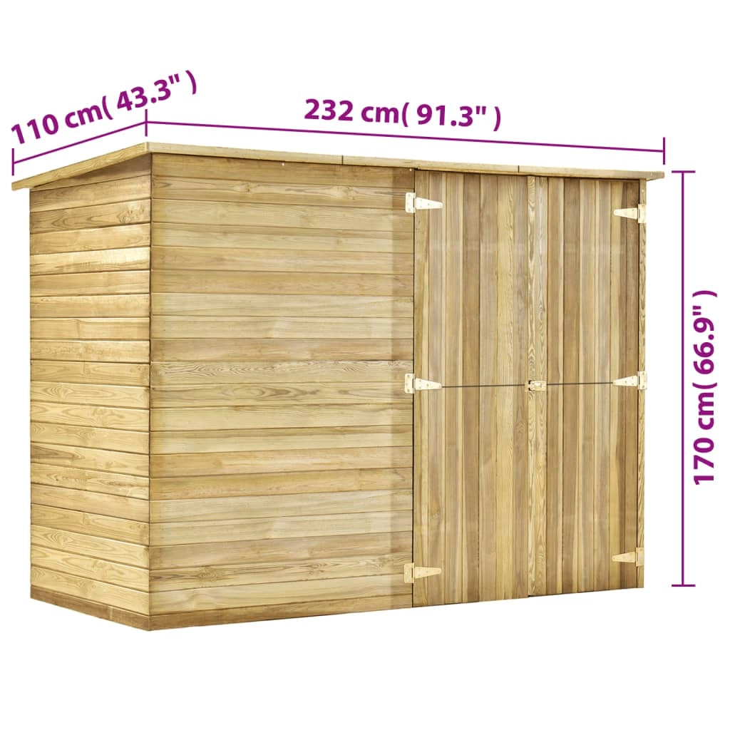 Casetta da giardino baita ripostiglio casetta da esterno robusta casetta per attrezzi 232 x 110 x 170 cm legno di pino impregnato marrone 02_0022161