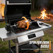 Spiedo rotante automatico 360° per BBQ, griglia elettrica in acciaio inossidabile, 4W spiedo rotante per barbecue